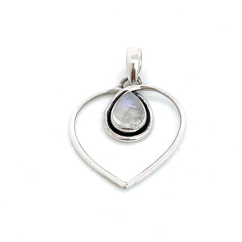 Silver Moonstone Heart Pendant