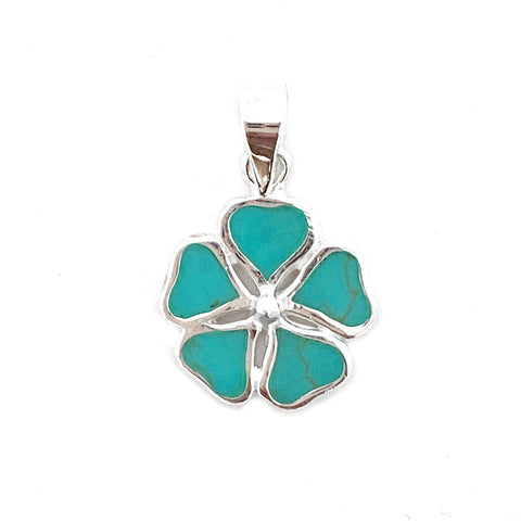 Silver Turquoise Flower Pendant