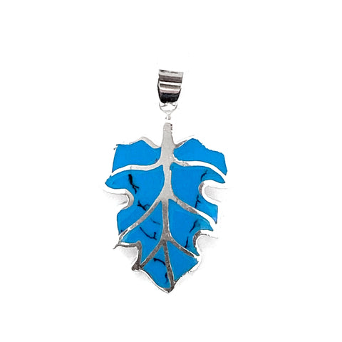 Silver Turquoise Leaf Pendant