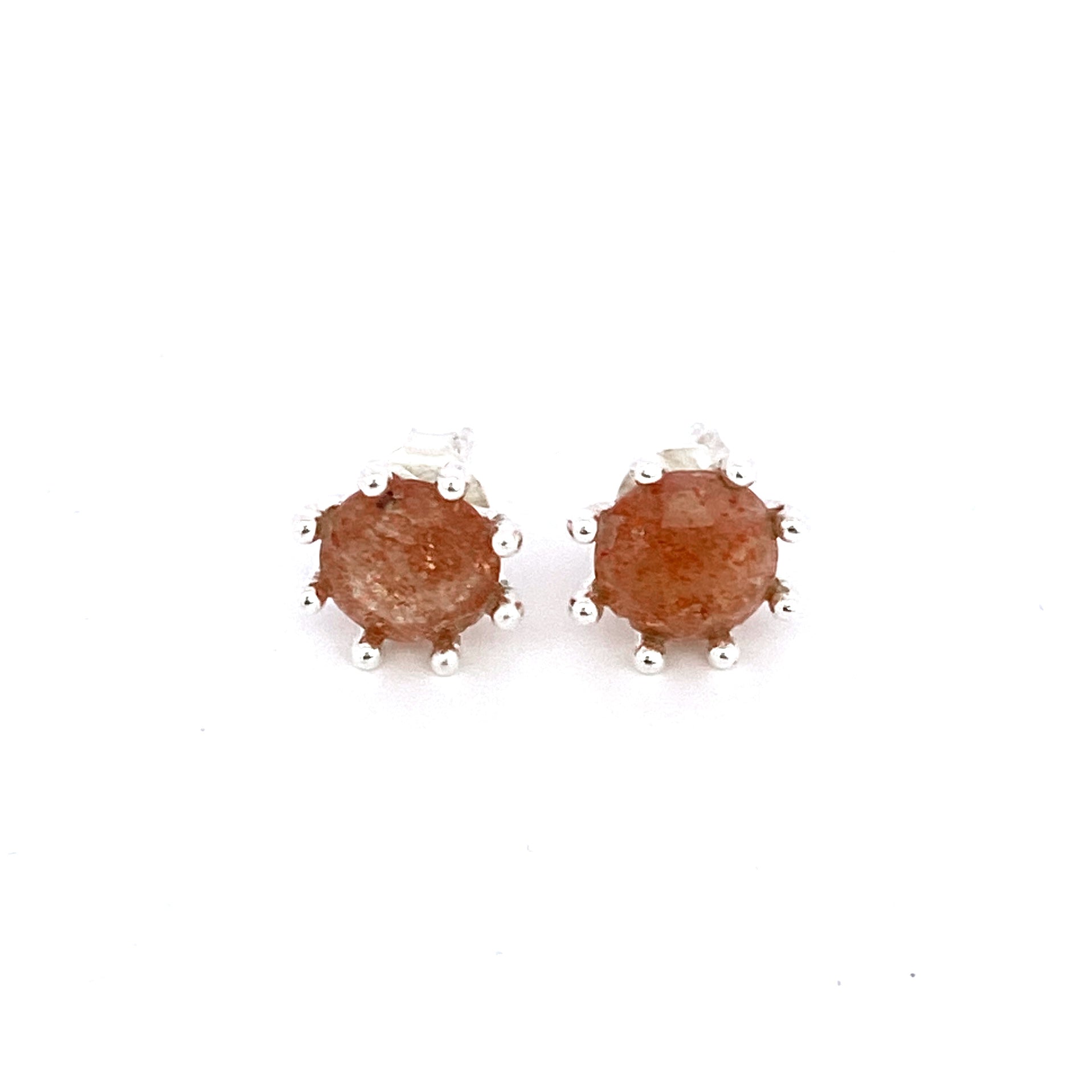 Silver Amber Stud Earrings