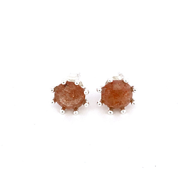 Silver Amber Stud Earrings