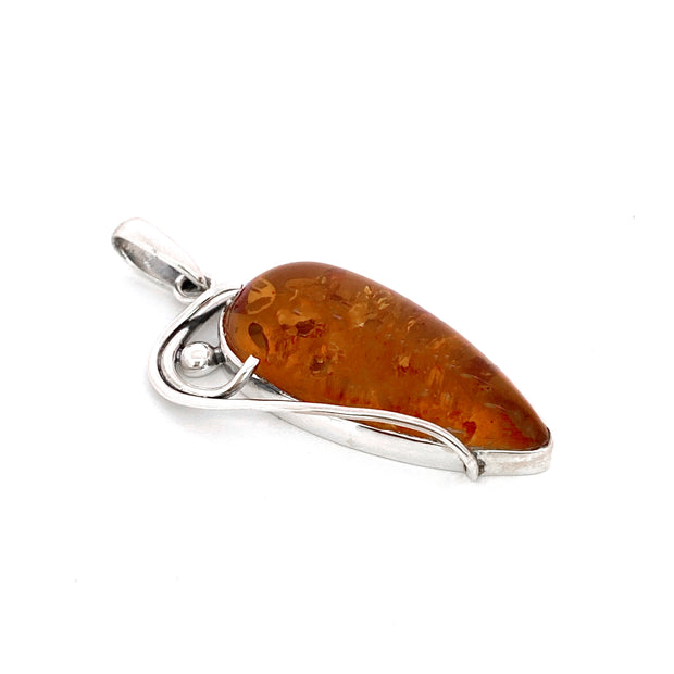 Stylish Silver Amber Pendant