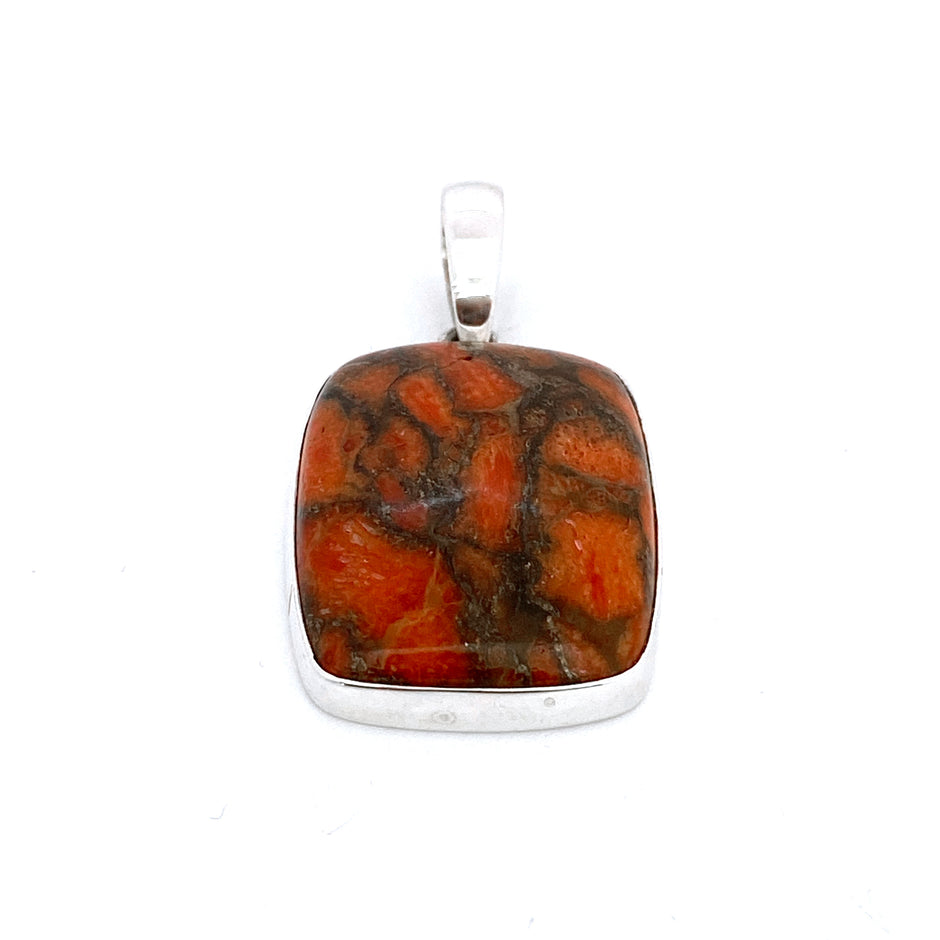 Orange Copper Turquoise Pendant