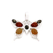 Silver Amber Butterfly Pendant