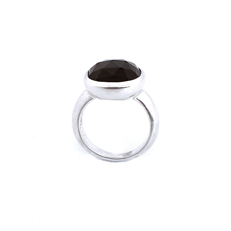 Stately Smokey Quartz Silver Ring