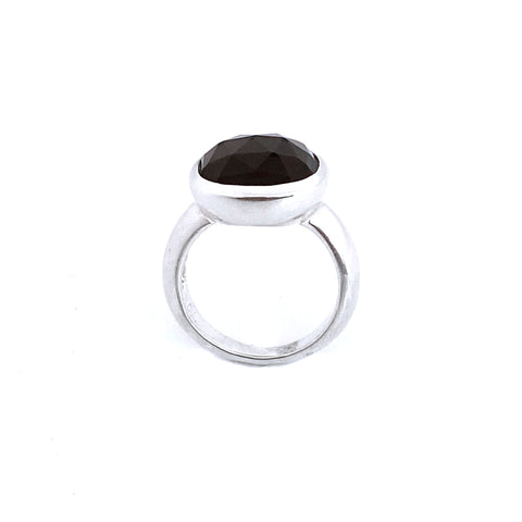 Stately Smokey Quartz Silver Ring