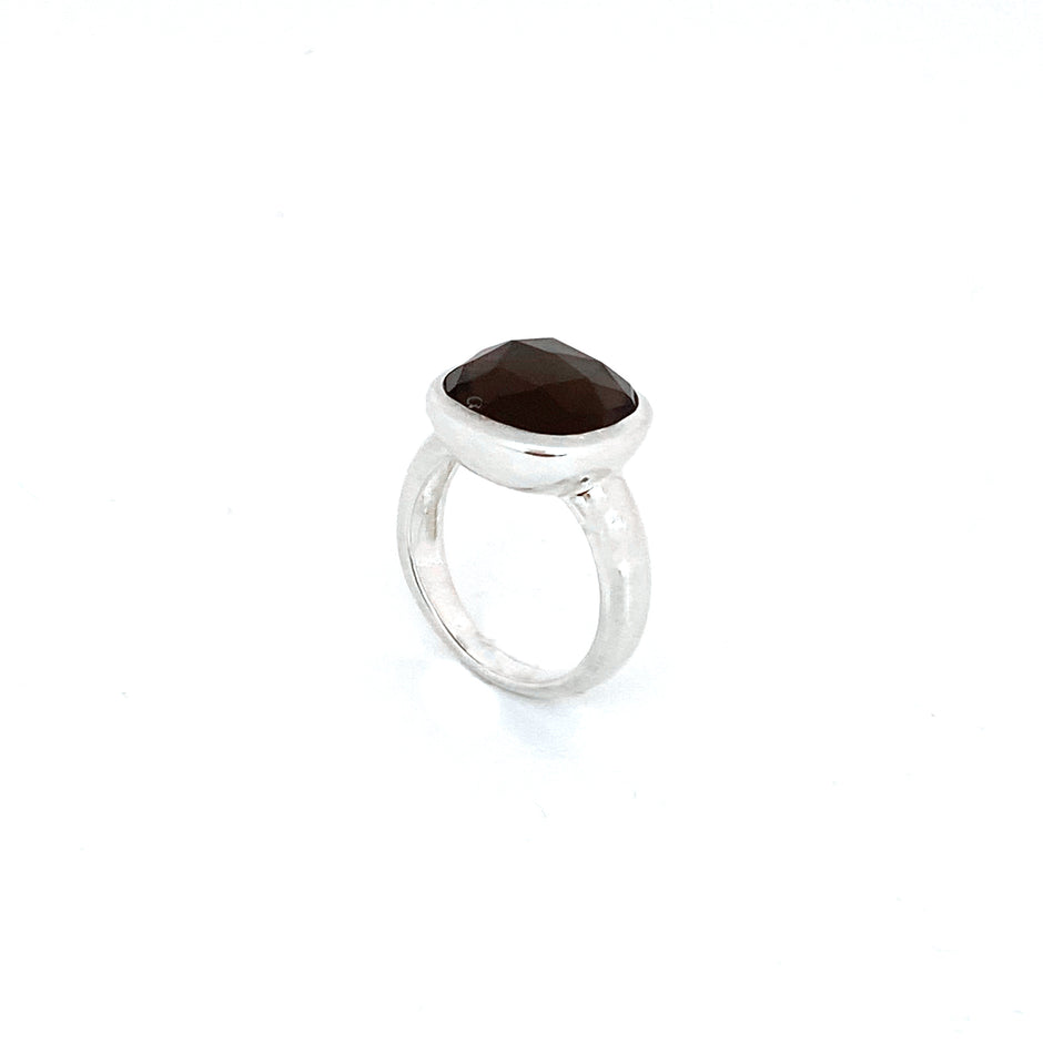 Stately Smokey Quartz Silver Ring