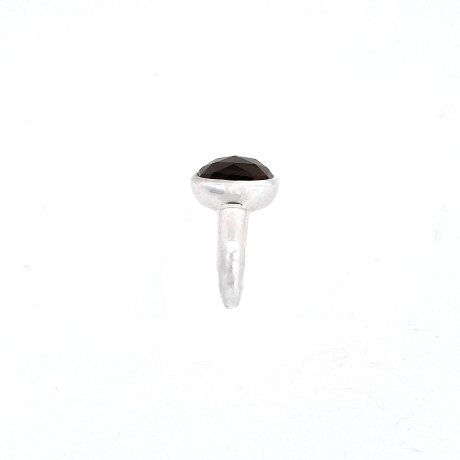 Stately Smokey Quartz Silver Ring