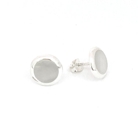 Round Mother of Pearl Stud Earrings
