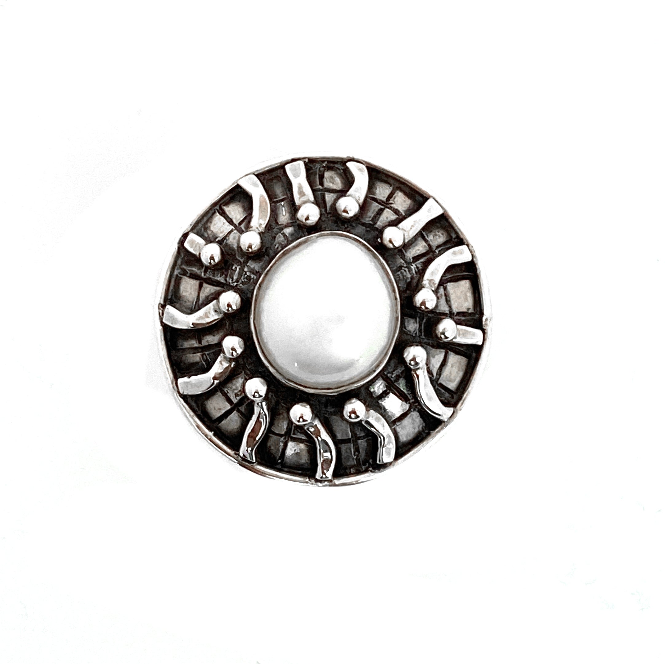 Oxidised Silver Mother of Pearl Ring