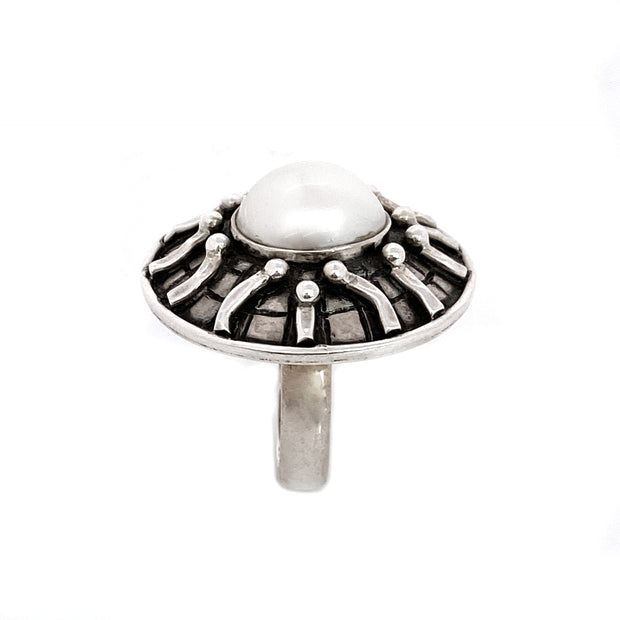 Oxidised Silver Mother of Pearl Ring