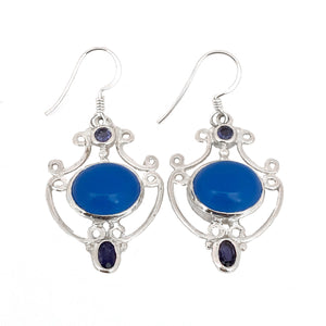 Blue Chalcedony Oval Earrings