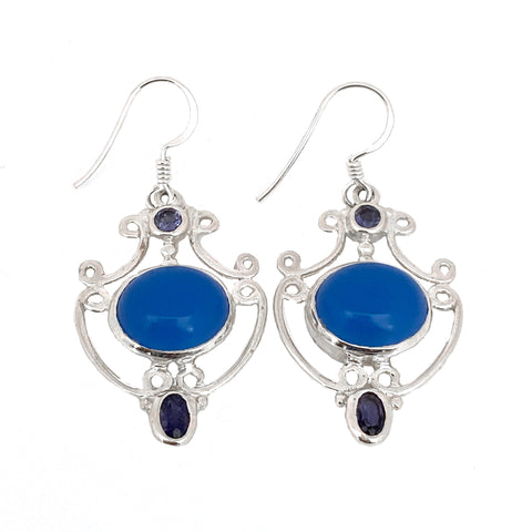 Blue Chalcedony Oval Earrings