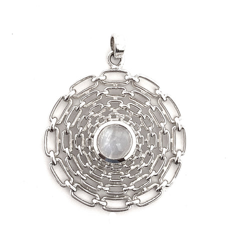 Circular Linked Moonstone Silver Pendant