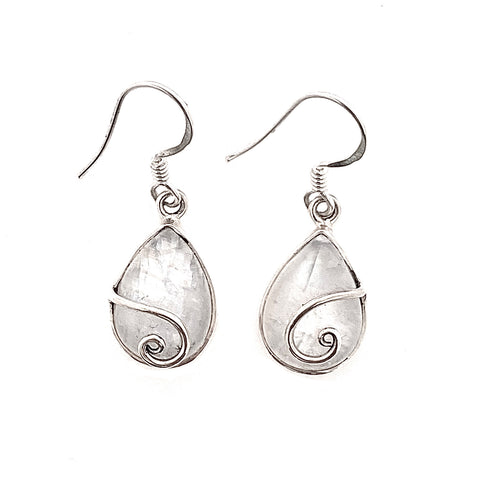 Silver Teardrop Moonstone Earrings