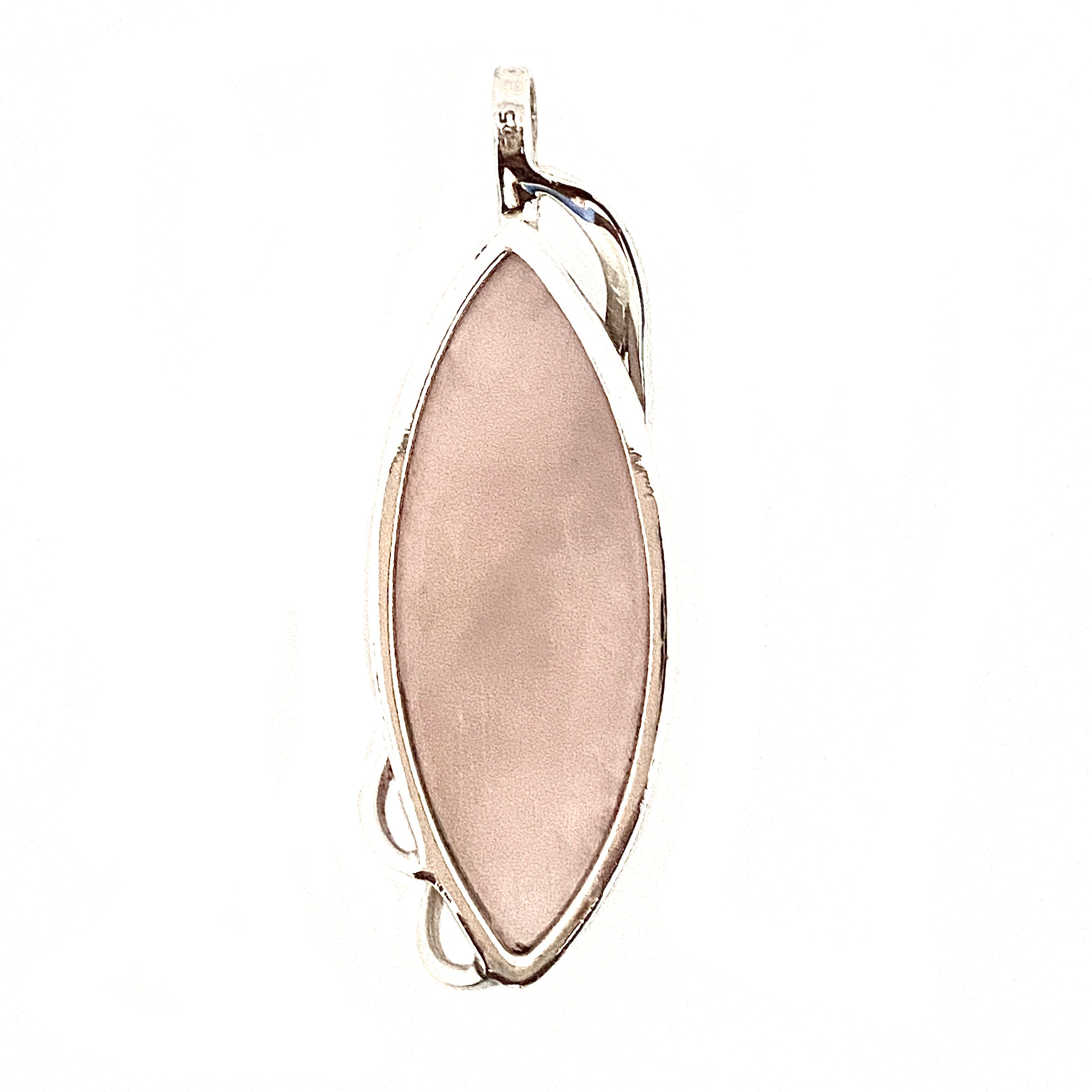 Silver Wavey Rose Quartz Pendant