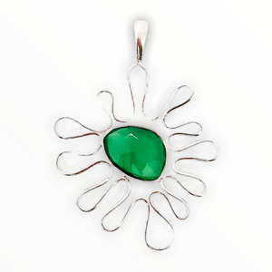 Contemporary Silver Green Quartz Pendant