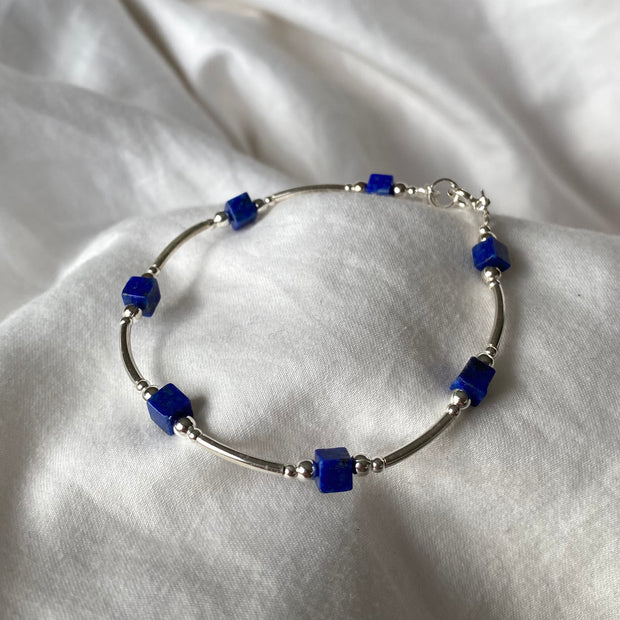 Lapis lazuli cube bracelet