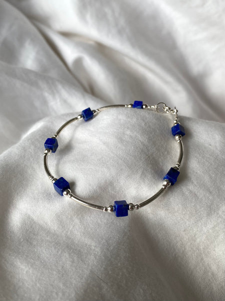 Lapis lazuli cube bracelet