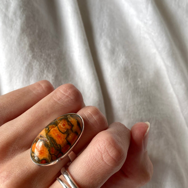 Orange Mohave Copper Turquoise Ring