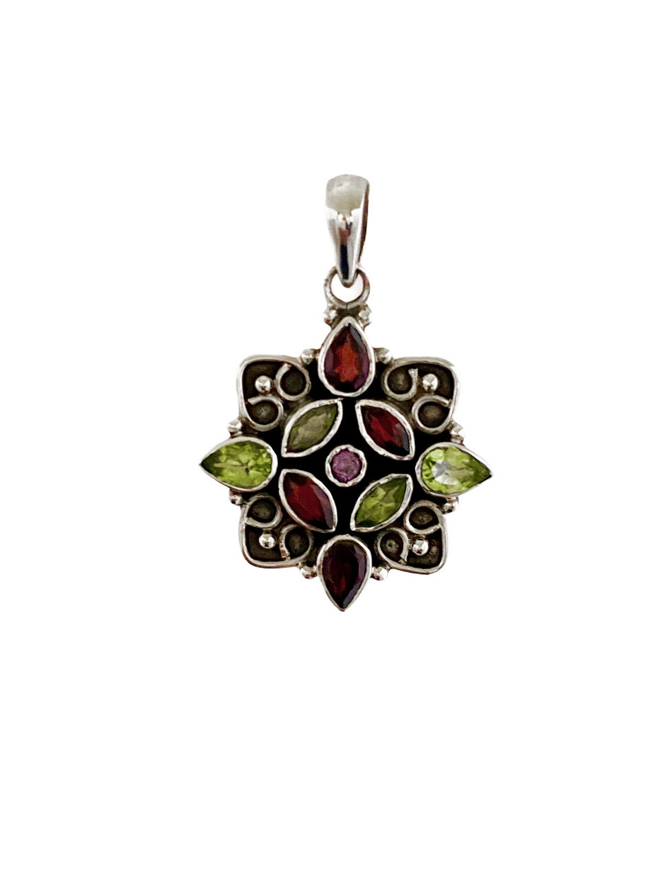 Bejeweled Oxidised Silver Star Pendant