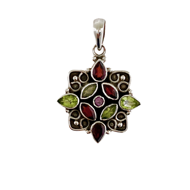 Bejeweled Oxidised Silver Star Pendant