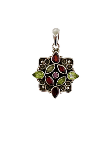Bejeweled Oxidised Silver Star Pendant