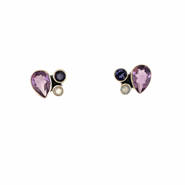 Multi Stone Stud Earrings