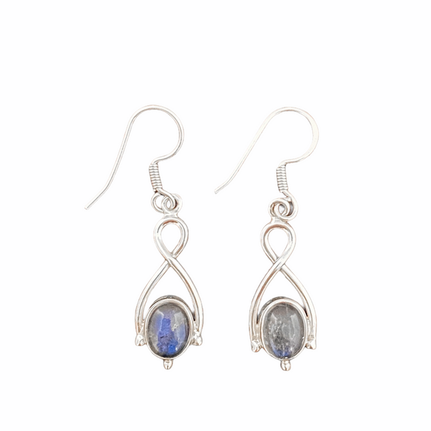 Silver Twist Labradorite Drop Earrings