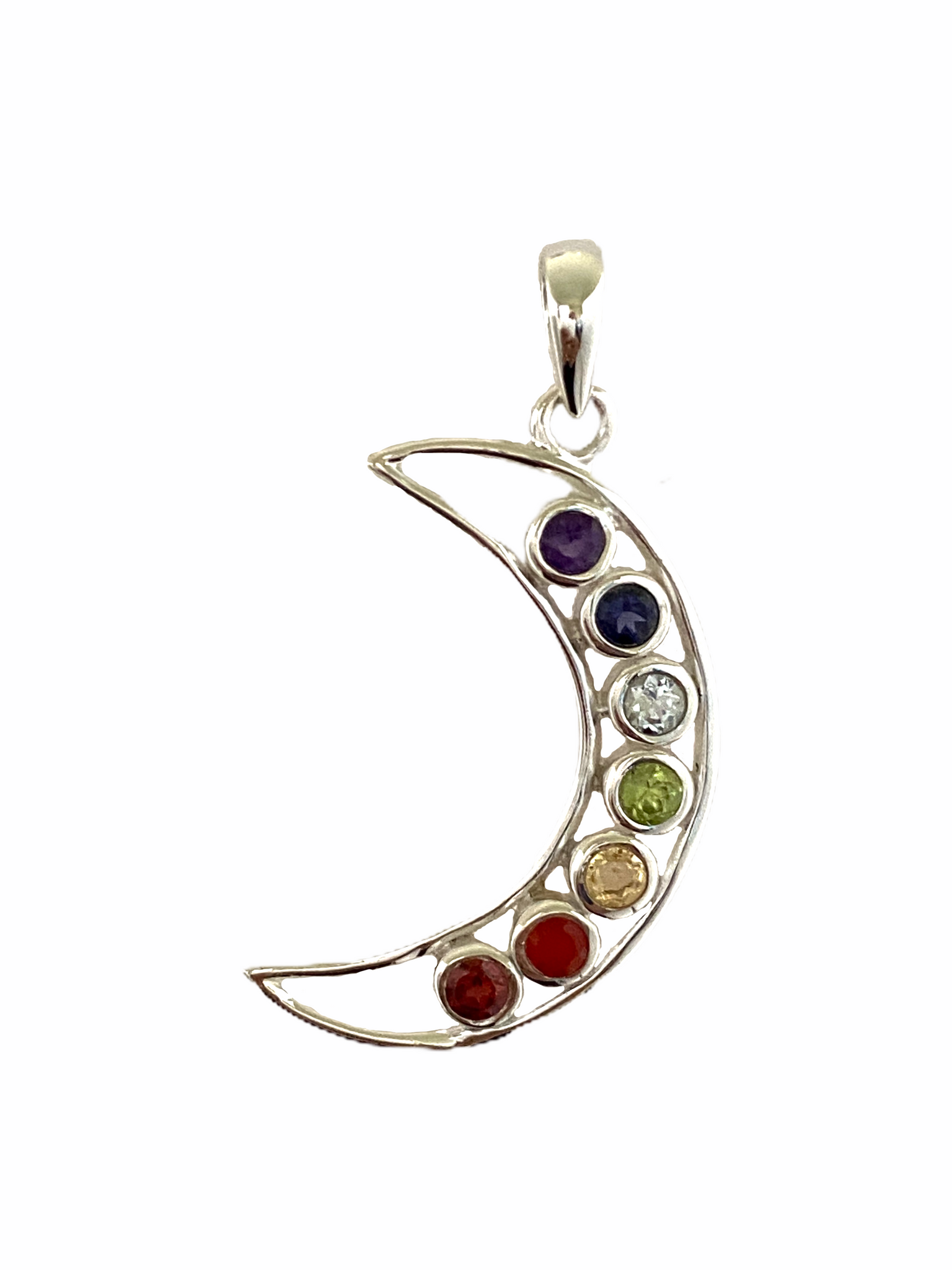 Silver Rainbow Crescent Pendant