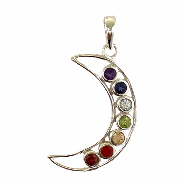 Silver Rainbow Crescent Pendant
