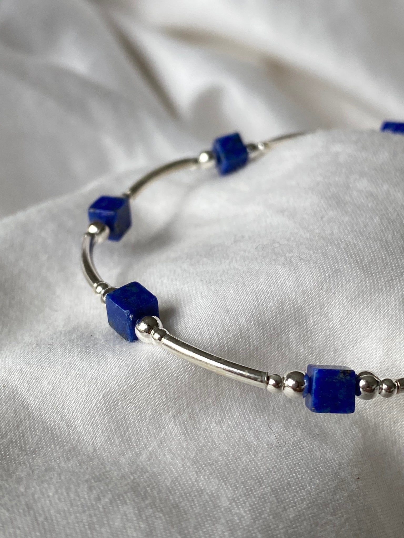 Lapis lazuli cube bracelet