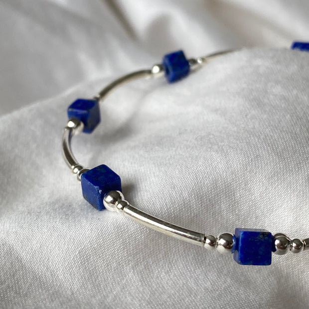 Lapis lazuli cube bracelet