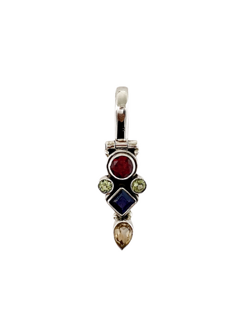 Multi Stone Silver Pendant