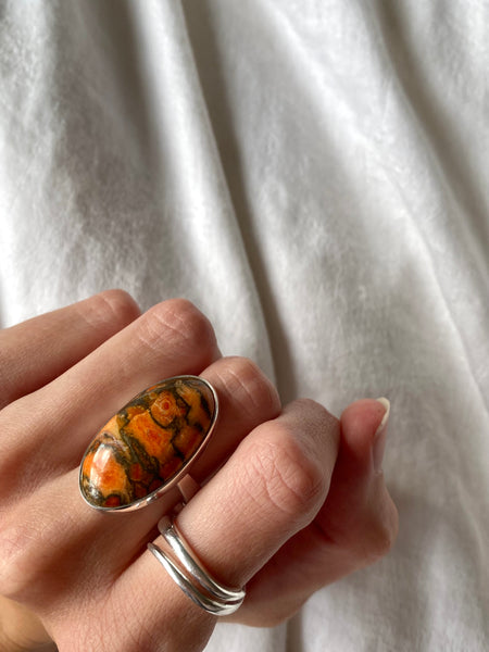 Orange Mohave Copper Turquoise Ring